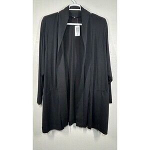 Torrid Cardigan Womens 5 Longline Duster Open Front Long Sleeve Black Pockets
